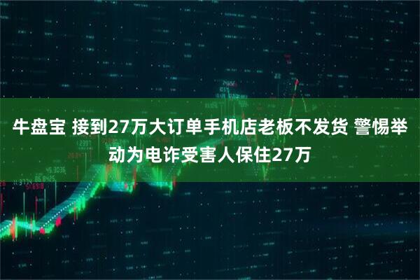 牛盘宝 接到27万大订单手机店老板不发货 警惕举动为电诈受害人保住27万