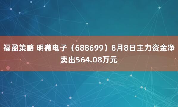 福盈策略 明微电子（688699）8月8日主力资金净卖出564.08万元