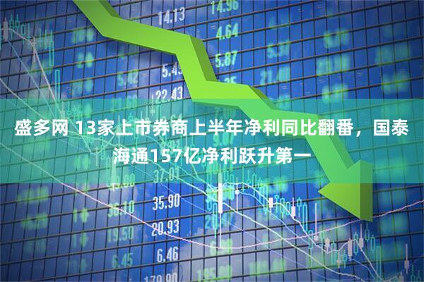 盛多网 13家上市券商上半年净利同比翻番，国泰海通157亿净利跃升第一